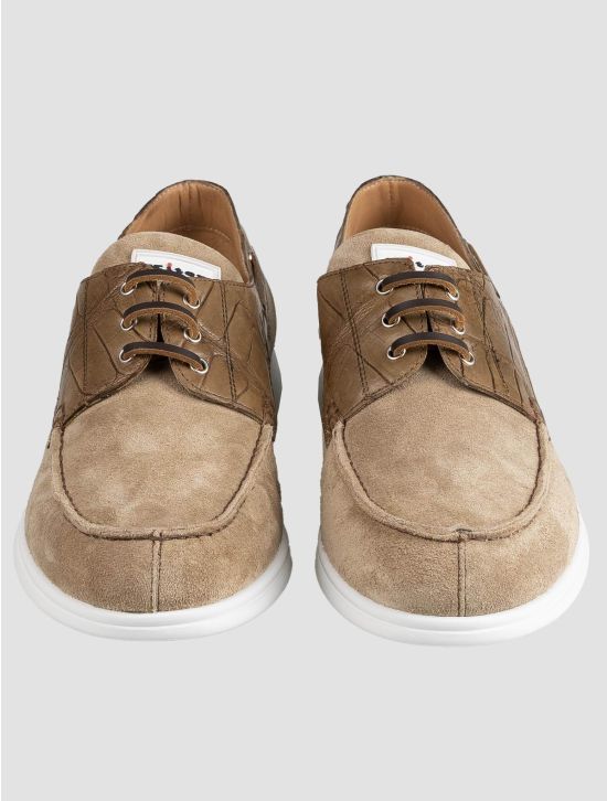 Kiton Kiton Beige Leather Crocodile Leather Suede Loafers Beige 001