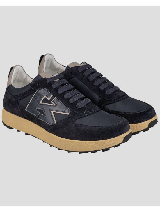 Kiton Kiton Blue Leather Suede Pl Sneakers Blue 000
