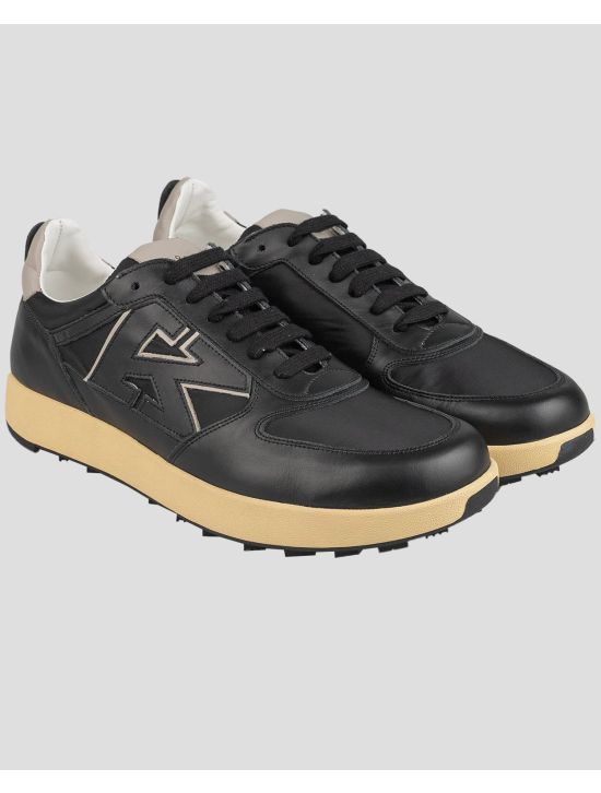 Kiton Kiton Black Leather Pl Sneakers Black 000