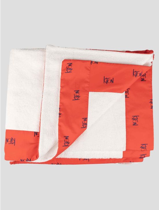 Kiton Kiton White Red Cotton Pl Beach Towels White / Red 001