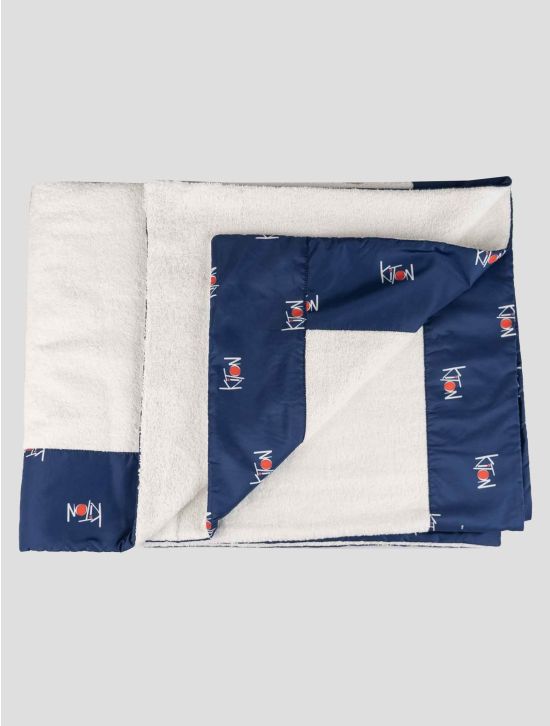 Kiton Kiton White Blue Cotton Pl Beach Towels White / Blue 001