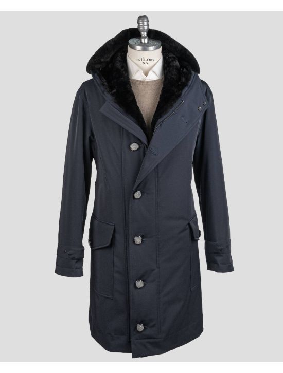 Kiton Kiton Blue Navy Pl Ea Beaver Fur Overcoat Mod. SCI Blue Navy 000