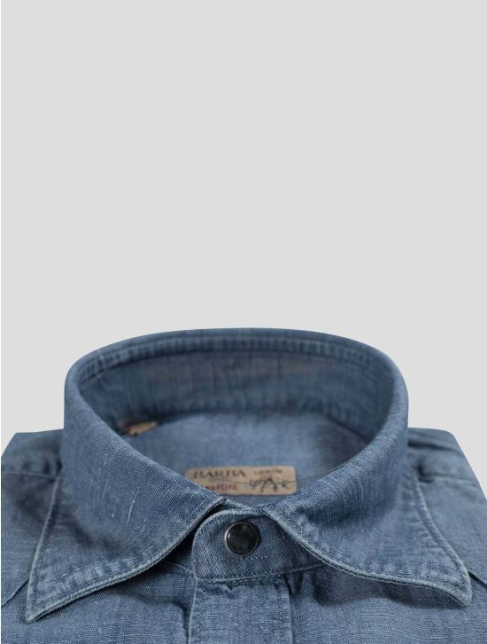 Barba Napoli Barba Napoli Denim Cotton Linen Shirt Denim 001