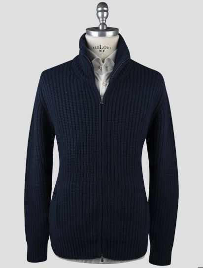 GRAN SASSO 切替 ジップブルゾン ドライバーズニット ネイビー 50 GRAN