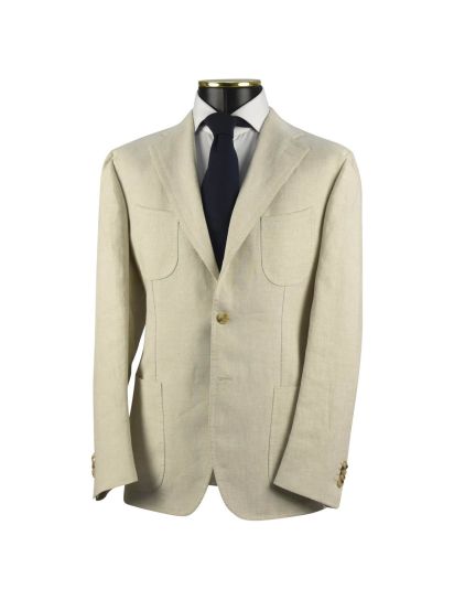 CESARE ATTOLINI Light Beige Linen Blazer | IsuiT