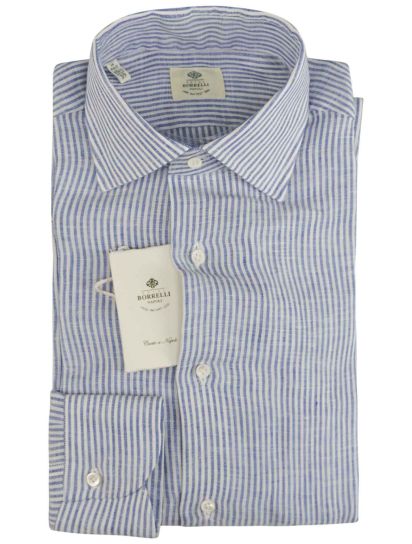 Luigi Borrelli Blue White Linen Shirt | IsuiT