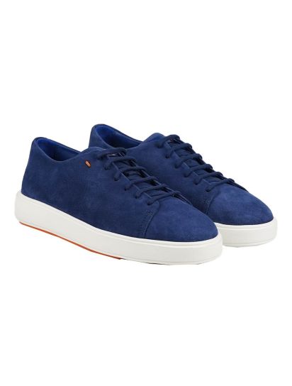 Santoni Blue Leather Suede Sneakers | IsuiT