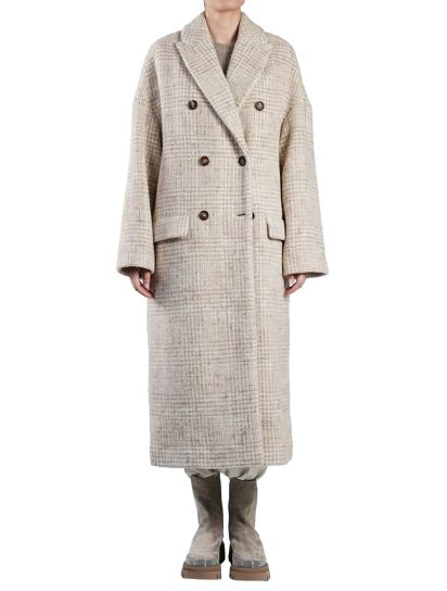 Brunello Cucinelli Beige White Alpaca Wool Pa Overcoat | IsuiT
