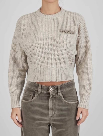 Brunello Cucinelli Beige Lambswool Cashmere Sweaters Full