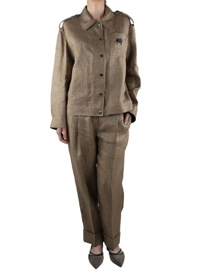 Brunello Cucinelli Gold Linen Pa Metallic Coat Woman | IsuiT