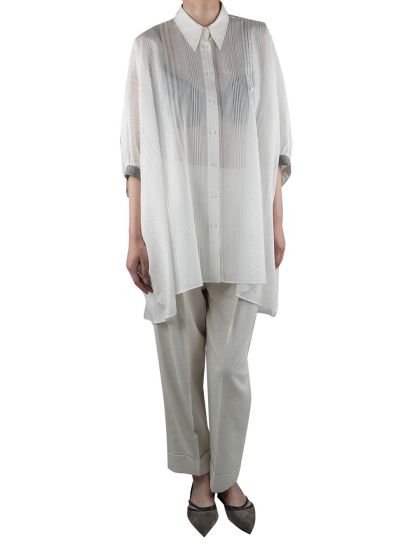 Tシャツ・カットソー BRUNELLO CUCINELLI Women Tunic Tops M0T18BD222 096 159 WHITE Shirt with monili for Woman in White | Brunello Cucinelli