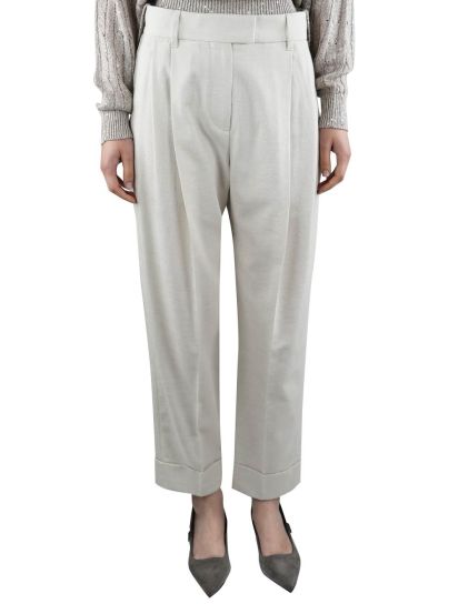 パンツ BRUNELLO CUCINELLI Women Straight Pants M0H93P8907C2874 Gree Suede straight pants in grey - Brunello Cucinelli | Mytheresa