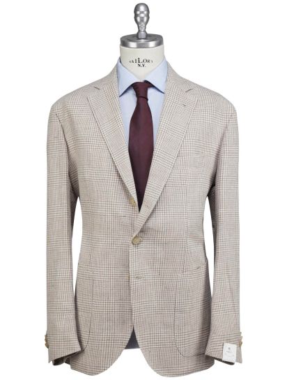 【LUIGI BORRELLI】テーラードジャケット　シルク混ドビー織り　52 Luigi Borrelli Brown Linen Virgin Wool Blazer | IsuiT