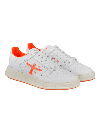 Premiata White Orange Leather Sneakers | IsuiT