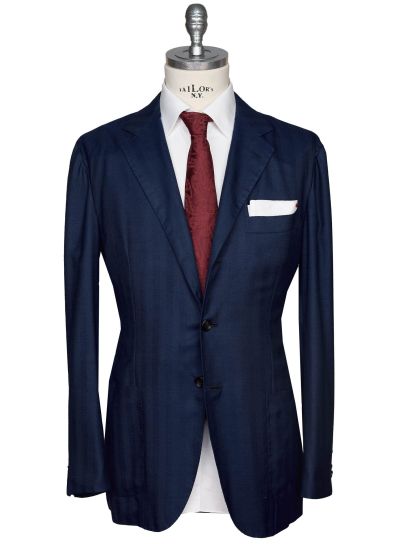 【送料&関税込】Kiton Blue Striped Silk Single-breasted Blaz Kiton Blue Vicuna Peru Cashmere Silk Blazer | IsuiT