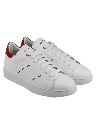 スニーカー KITON Men Sneakers USSA068N0114901 007 White Sneakers Shoes Calfskin White/Asphalt | Kiton