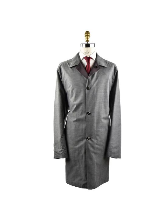 Kiton KITON Grey Brown Cotton Silk Overcoat Gray/Brown 000 Kiton KITON Grey Brown Cotton Silk Overcoat Gray/Brown 000