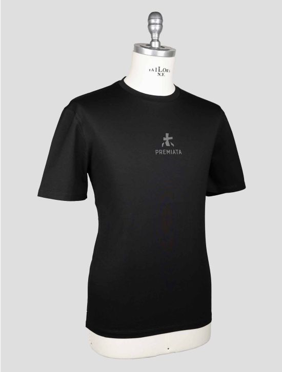 Tシャツ・カットソー PREMIATA Men T Shirts PA1015 BLACK Black Cotton T-Shirt with Bonded Details and Hot Finish Black