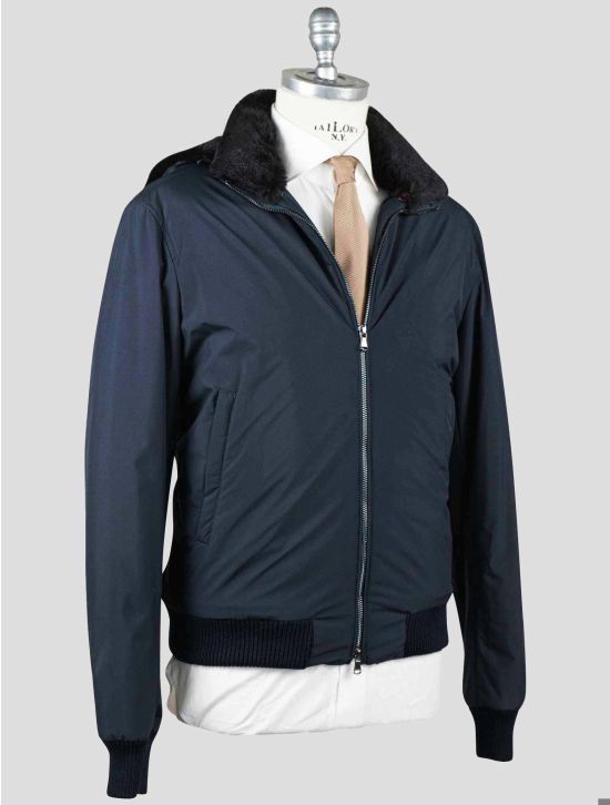 Barba Napoli Barba Napoli Blue Pl Pu with Lapin Fur Coat Blue 001