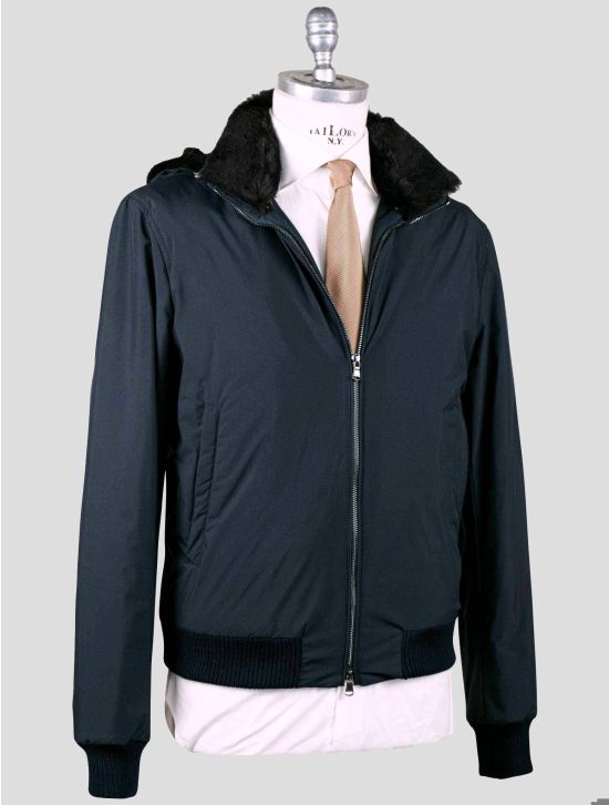 Barba Napoli Barba Napoli Blue Pl Pu with Lapin Fur Coat Blue 001