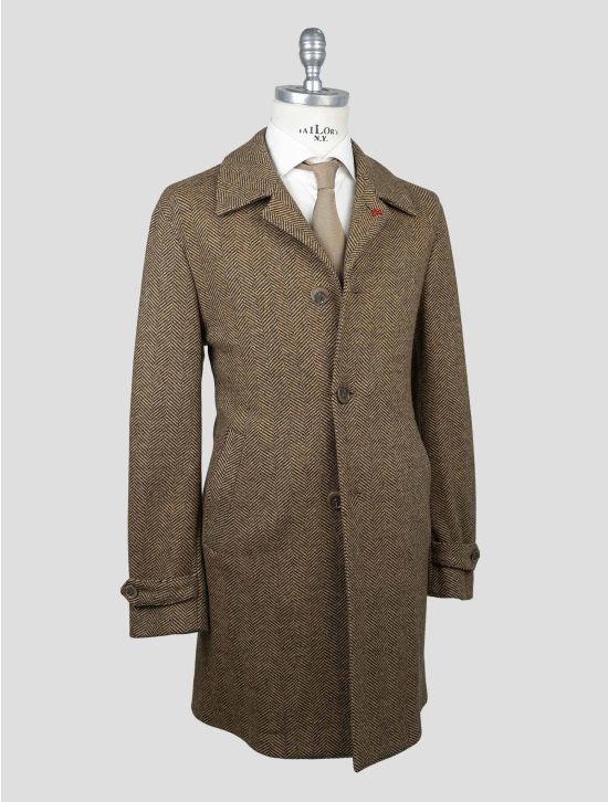 Isaia Isaia Brown Wool Pl Pa Overcoat Brown 001