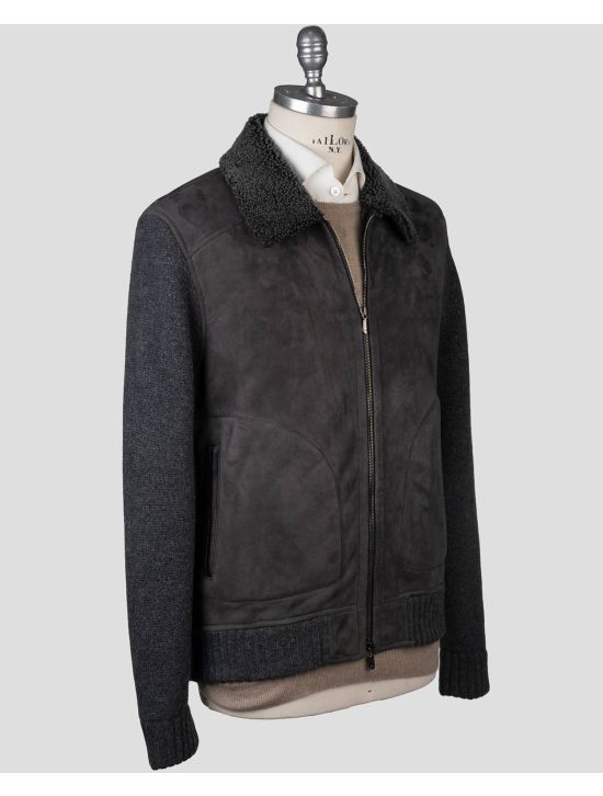 Cesare Attolini Cesare Attolini Gray Wool Cashmere Sheepskin Coat Gray 001