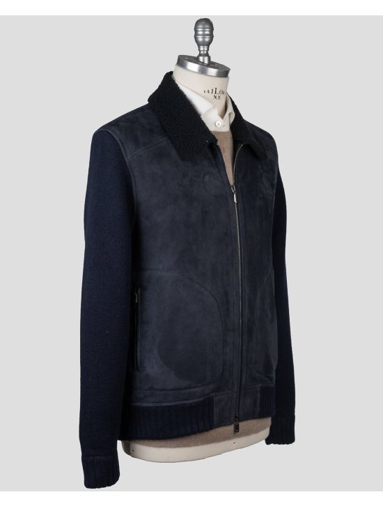 Cesare Attolini Cesare Attolini Blue Wool Cashmere Sheepskin Coat Blue 001
