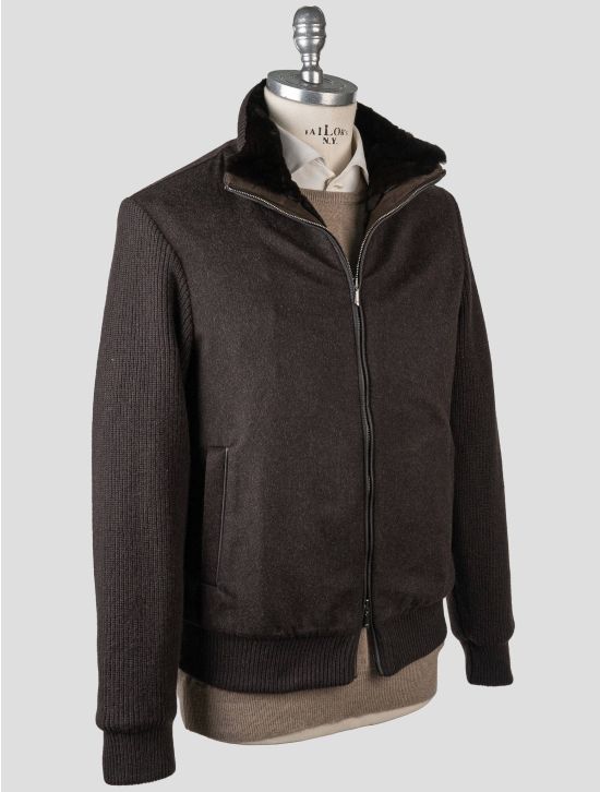 Cesare Attolini Cesare Attolini Dark Brown Cashmere Mink Fur Coat Dark Brown 001