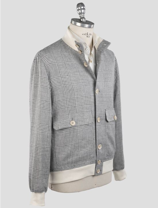 Brunello Cucinelli Brunello Cucinelli White Gray Linen Wool Silk Coat White / Gray 001