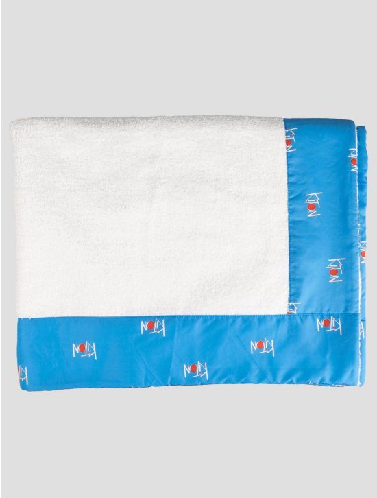 Kiton Kiton White Light Blue Cotton Pl Beach Towels White / Light Blue 000 Kiton Kiton White Light Blue Cotton Pl Beach Towels White / Light Blue 000