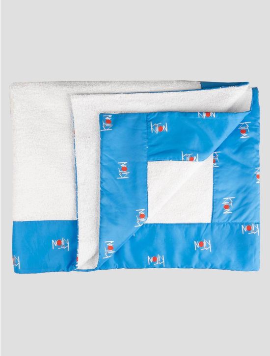 Kiton Kiton White Light Blue Cotton Pl Beach Towels White / Light Blue 001 Kiton Kiton White Light Blue Cotton Pl Beach Towels White / Light Blue 001
