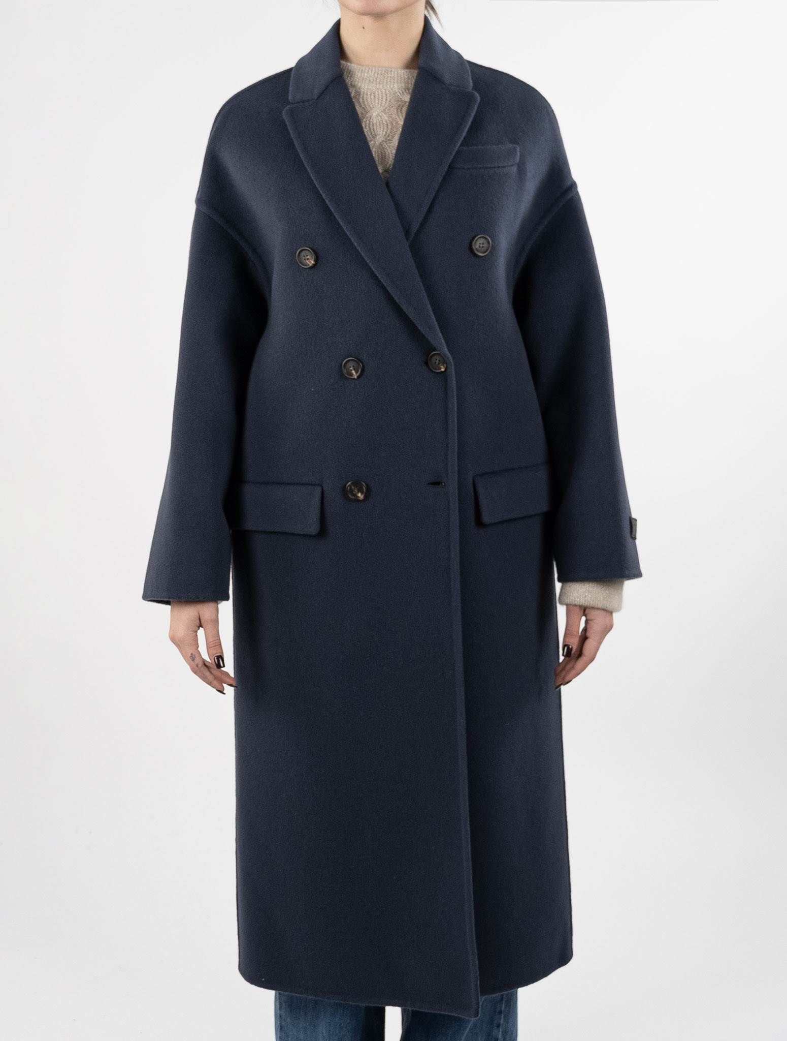 Brunello Cucinelli Blue Virgin Wool Cashmere Overcoat | IsuiT