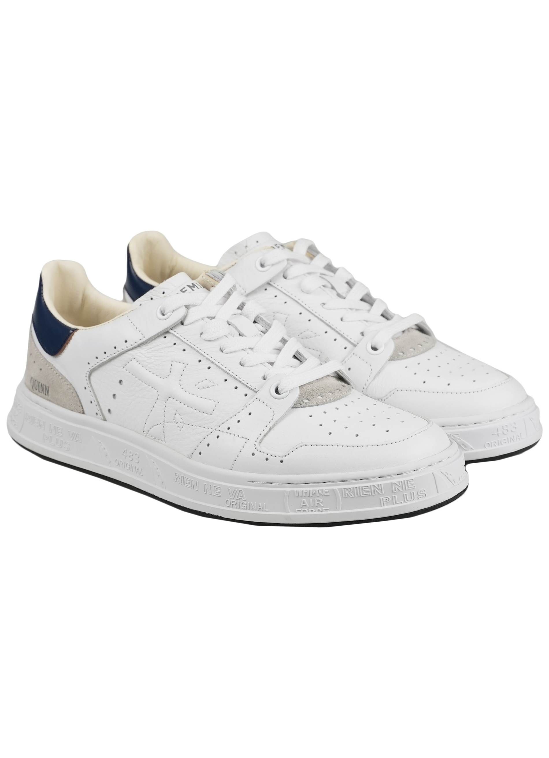 Premiata White Blue Leather Sneakers | IsuiT