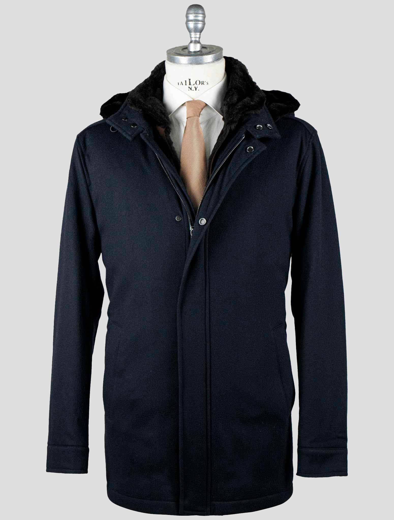Barba Napoli Dark Blue Virgin Wool Cashmere with Lapin Fur