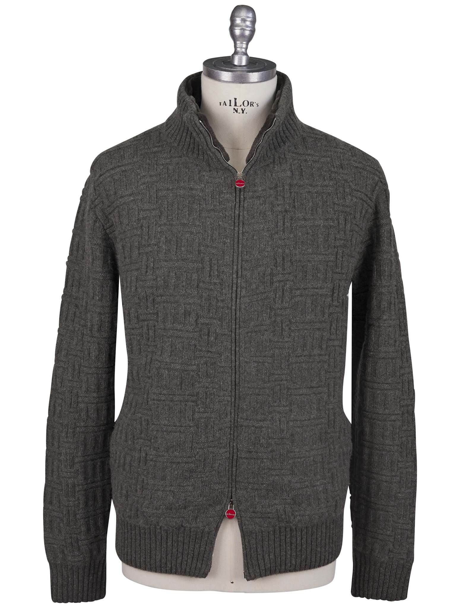Kiton キートン カシミヤ ミドルゲージ ニット ブルゾン 48 Kiton Green Cashmere Mink Fur Sweater Full Zip | IsuiT