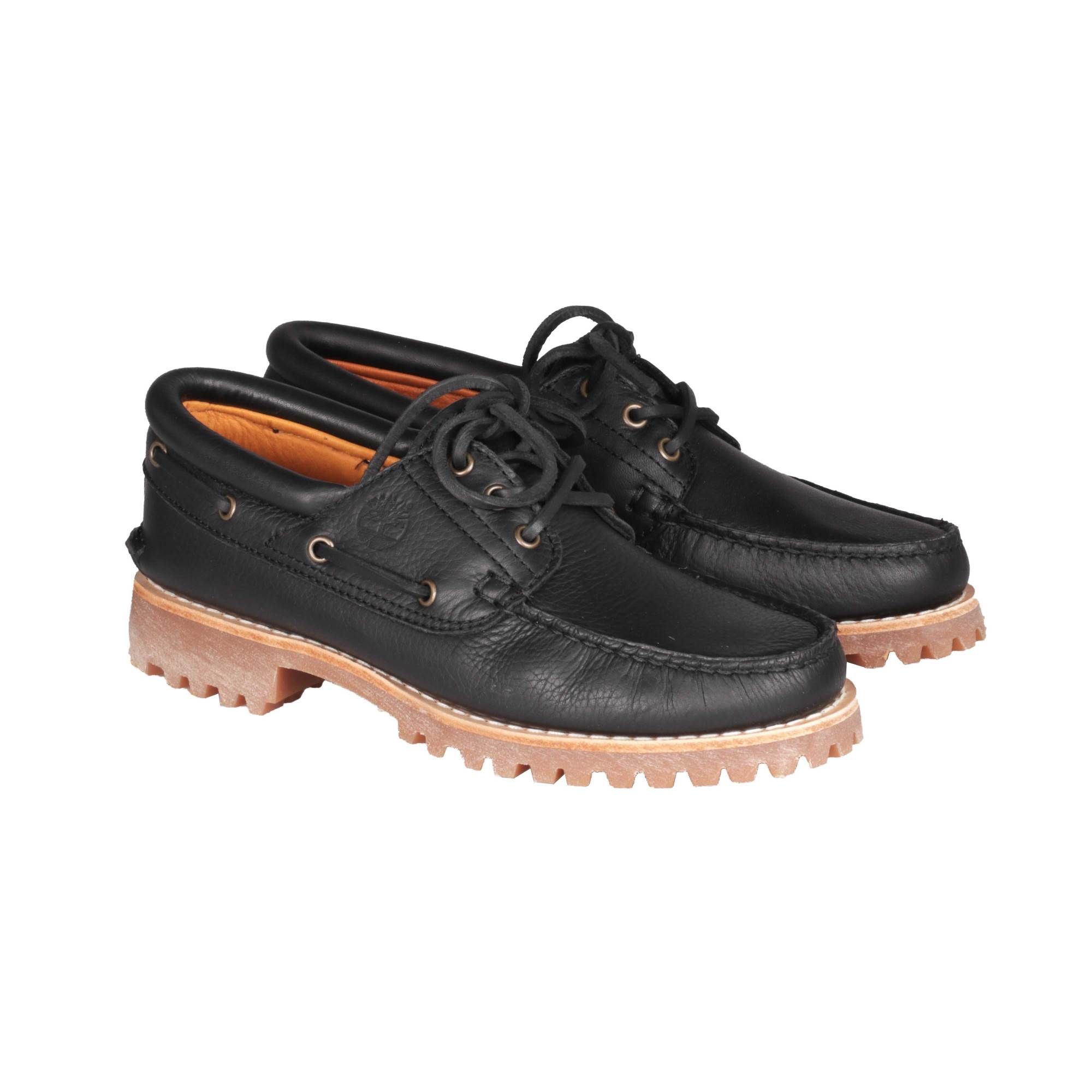 TIMBERLAND Black Leather Boat Shoes 3 Eye | IsuiT