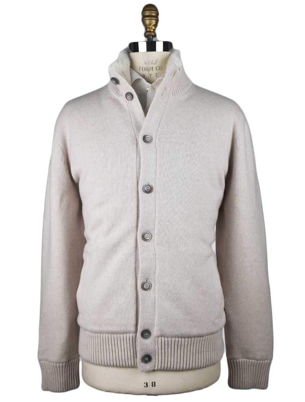 Gran Sasso Beige Cashmere Eco-Fur Sweater Cardigan | IsuiT