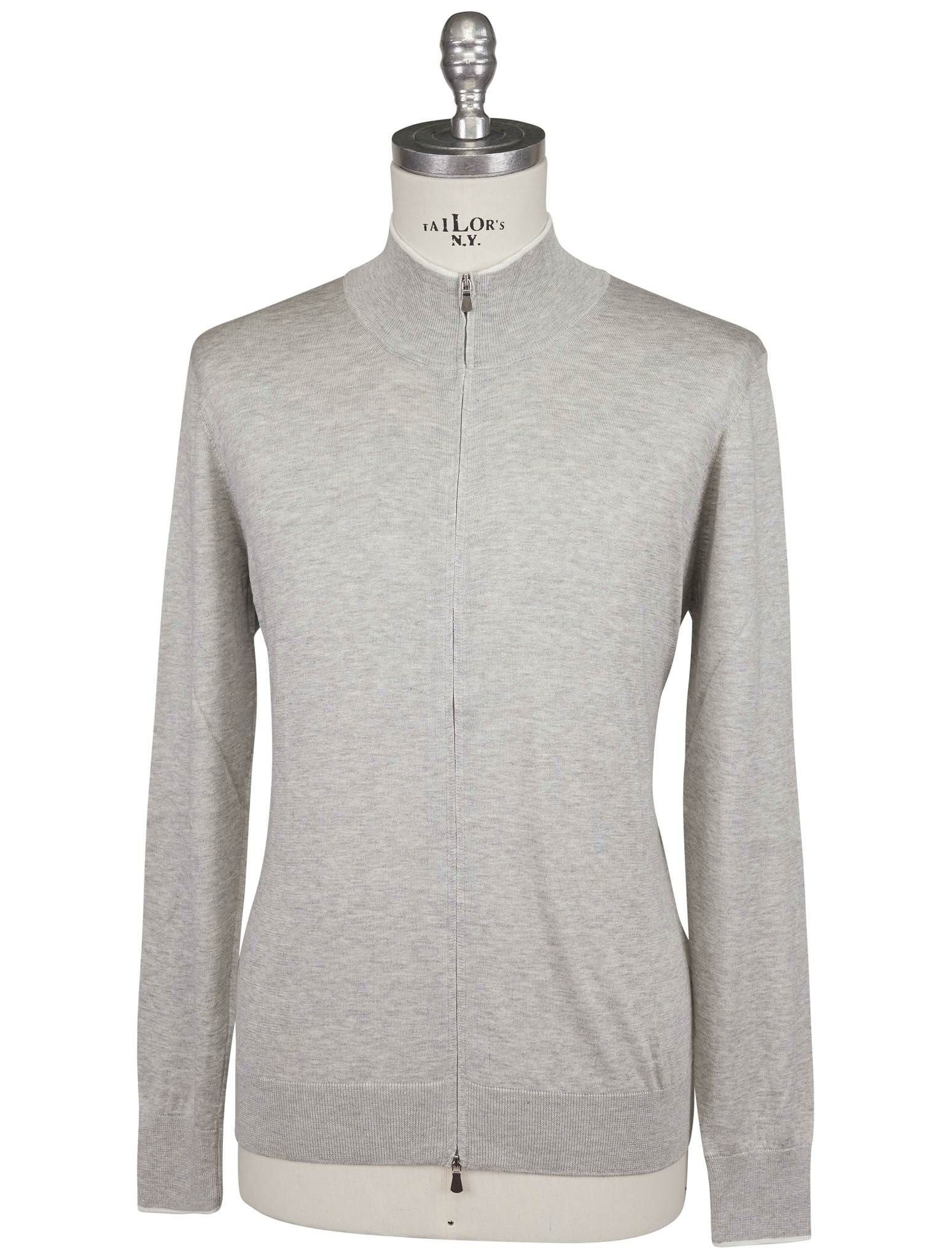 Gran Sasso Gray Silk Cotton Sweater Full Zip | IsuiT