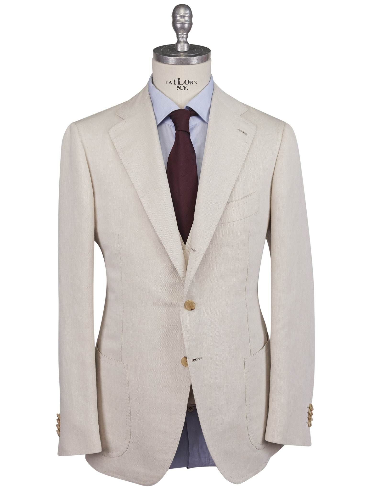 その他 Cesare Attolini Cesare Attolini White Linen Cotton Suit 3 Pieces | IsuiT