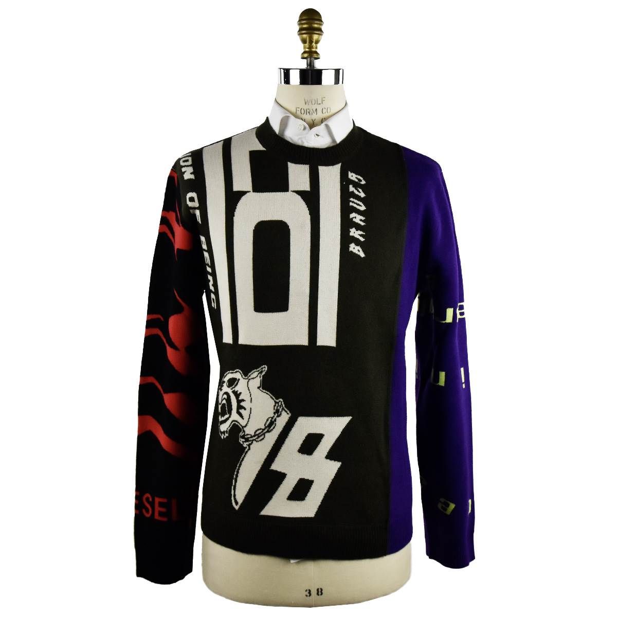 DIESEL Multicolored Patterned Viscose PA Wool PL Alpaca Sweater K