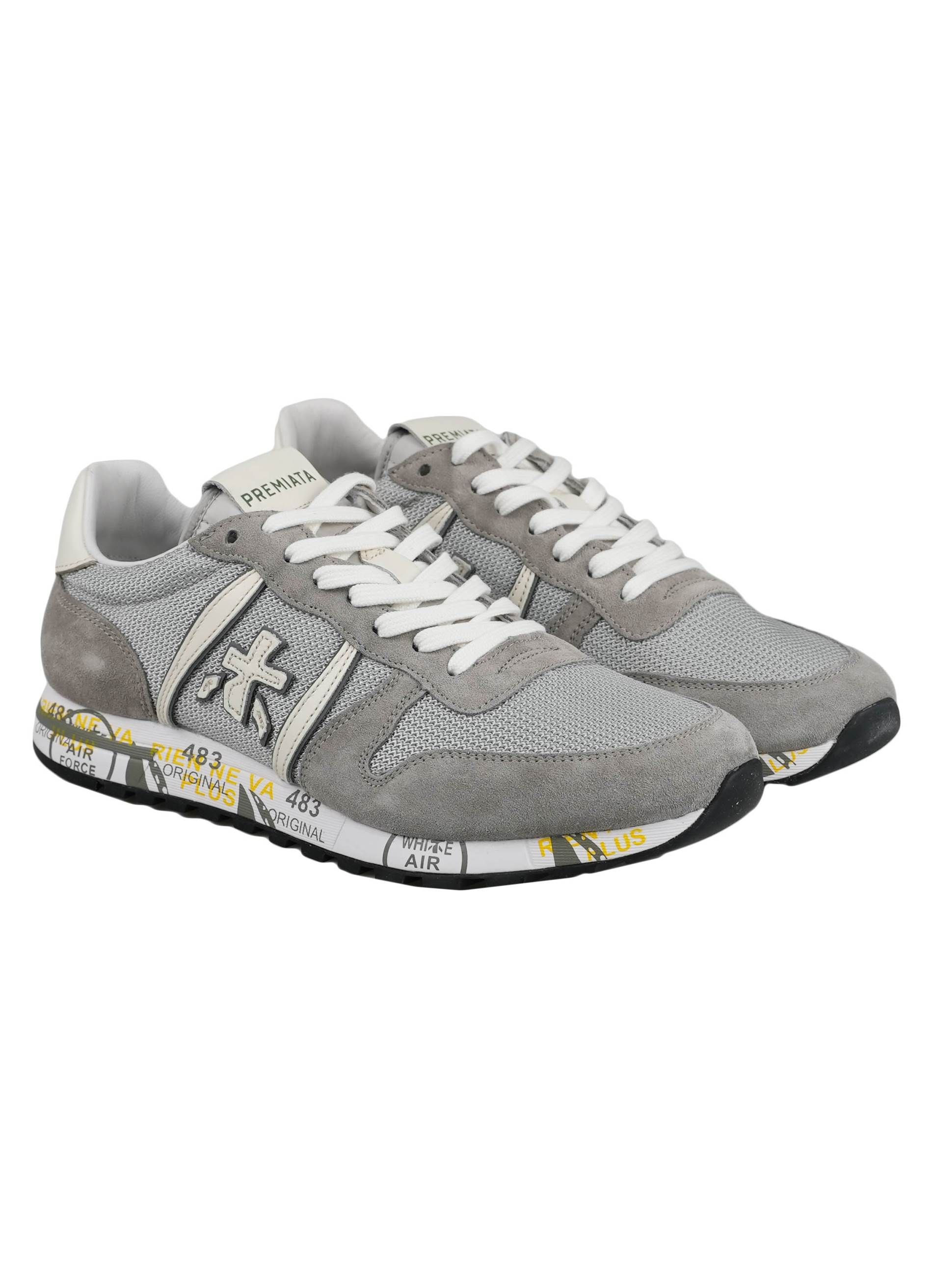 Premiata Gray Nylon Leather Suede Sneakers | IsuiT