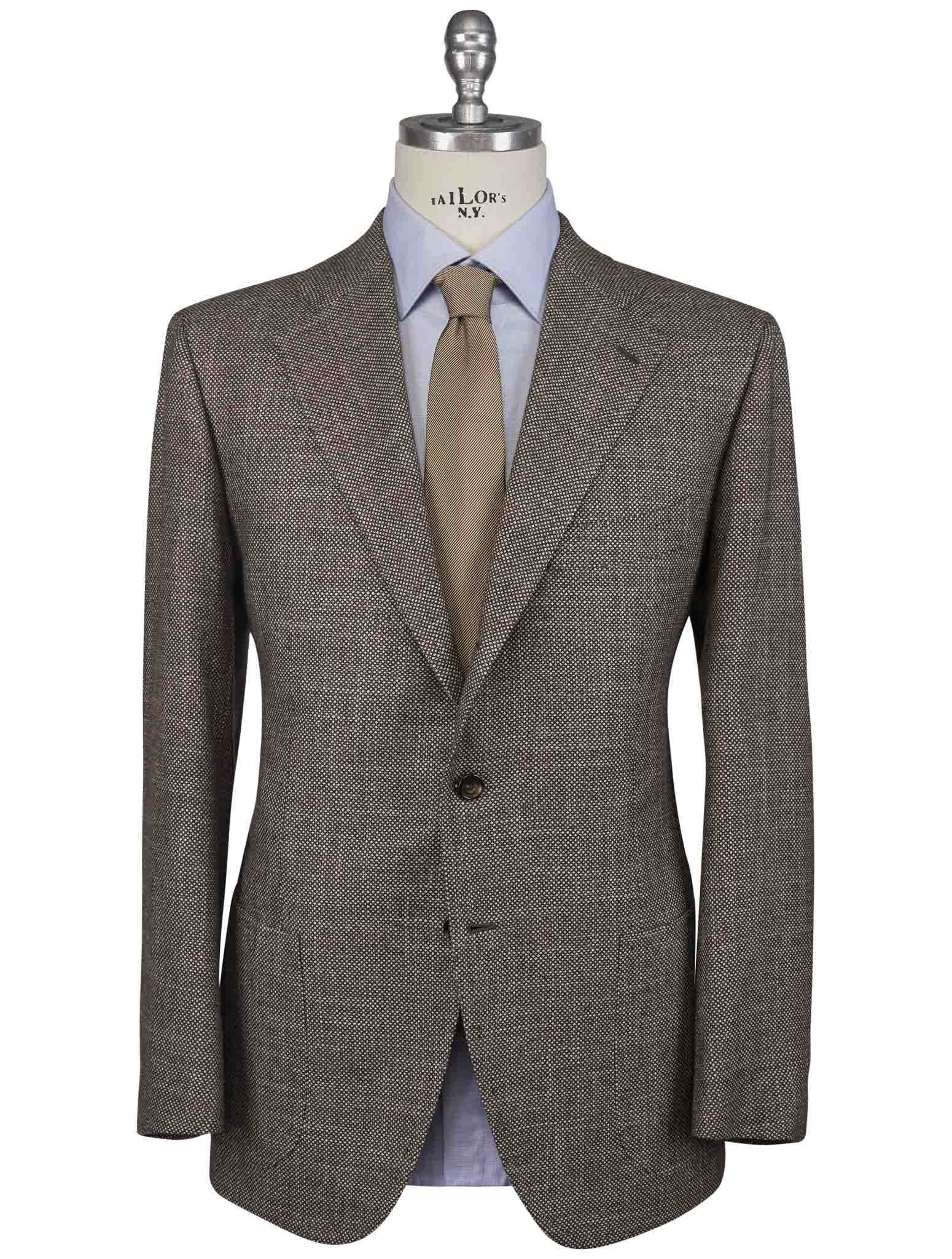 Cesare Attolini Brown White Wool Silk Cashmere Blazer | IsuiT