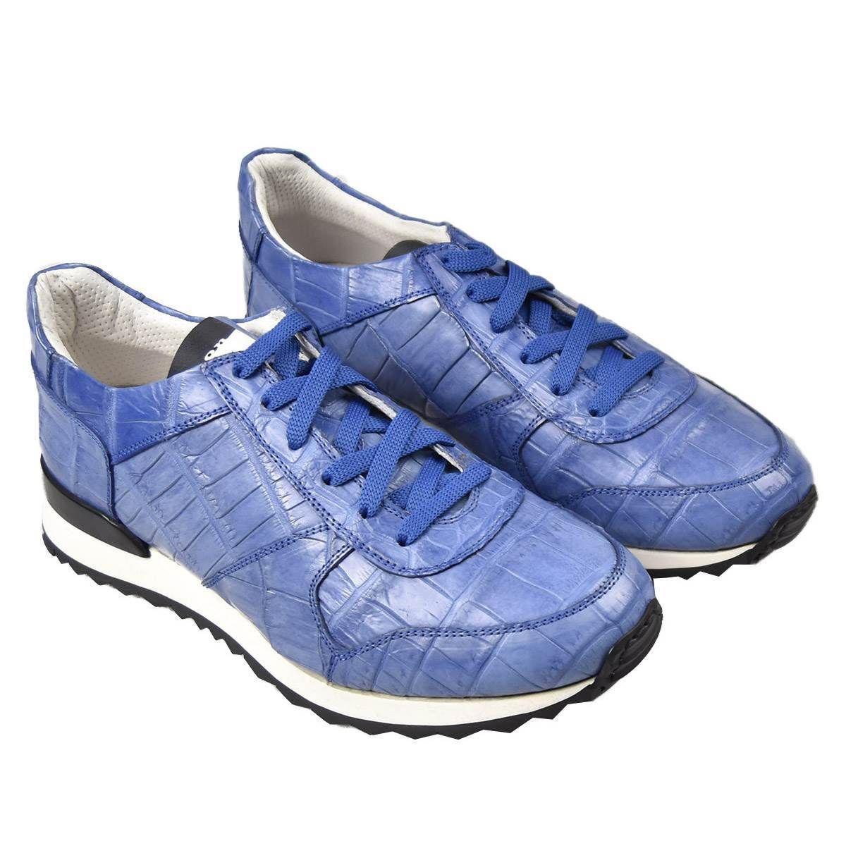 KITON Blue Leather Crocodile Shoes VLAN | IsuiT