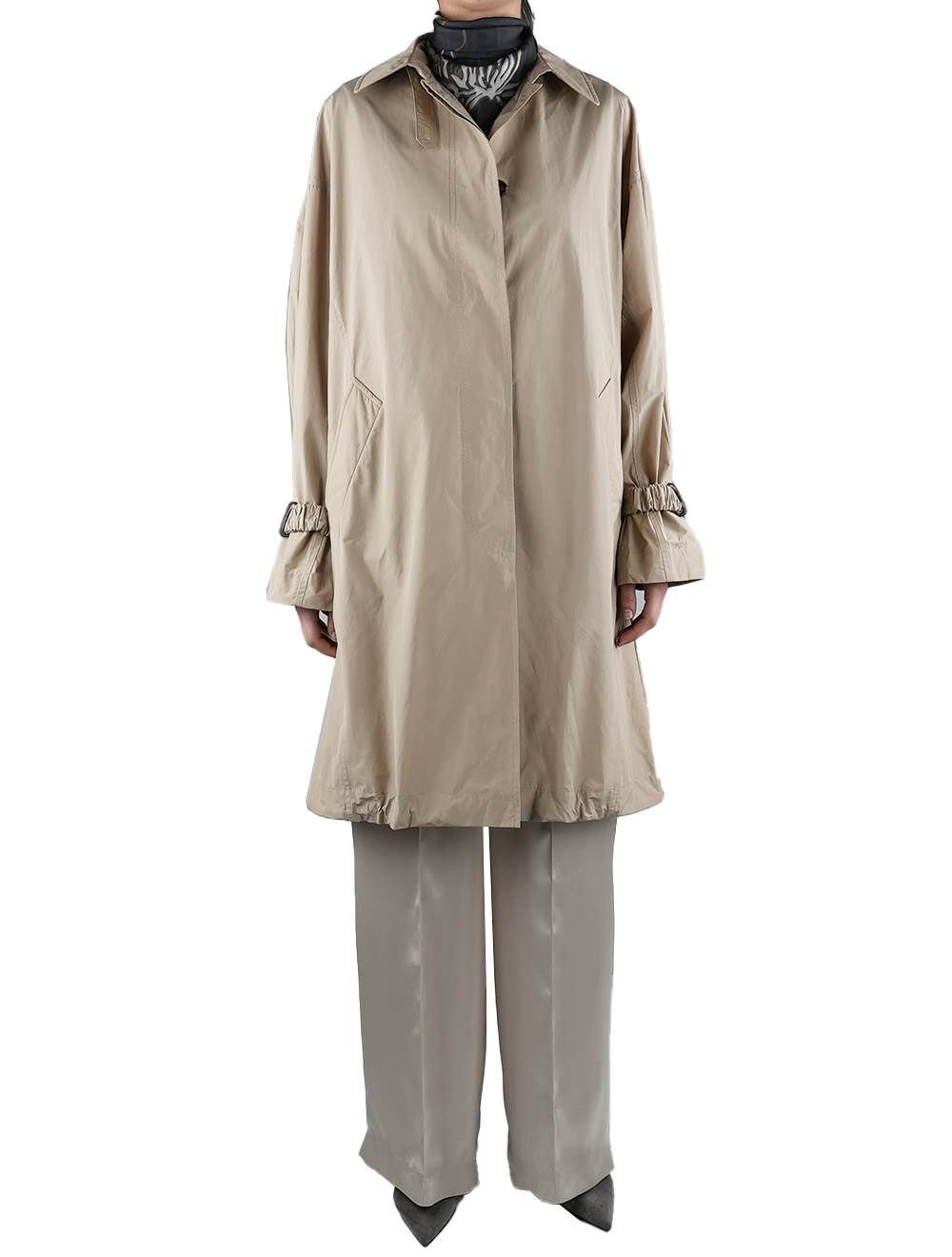 【関税＆送料込み】Brunello Cucinelli Nylon Trench Coat Trench coat with monili for Woman in Cocoa | Brunello Cucinelli