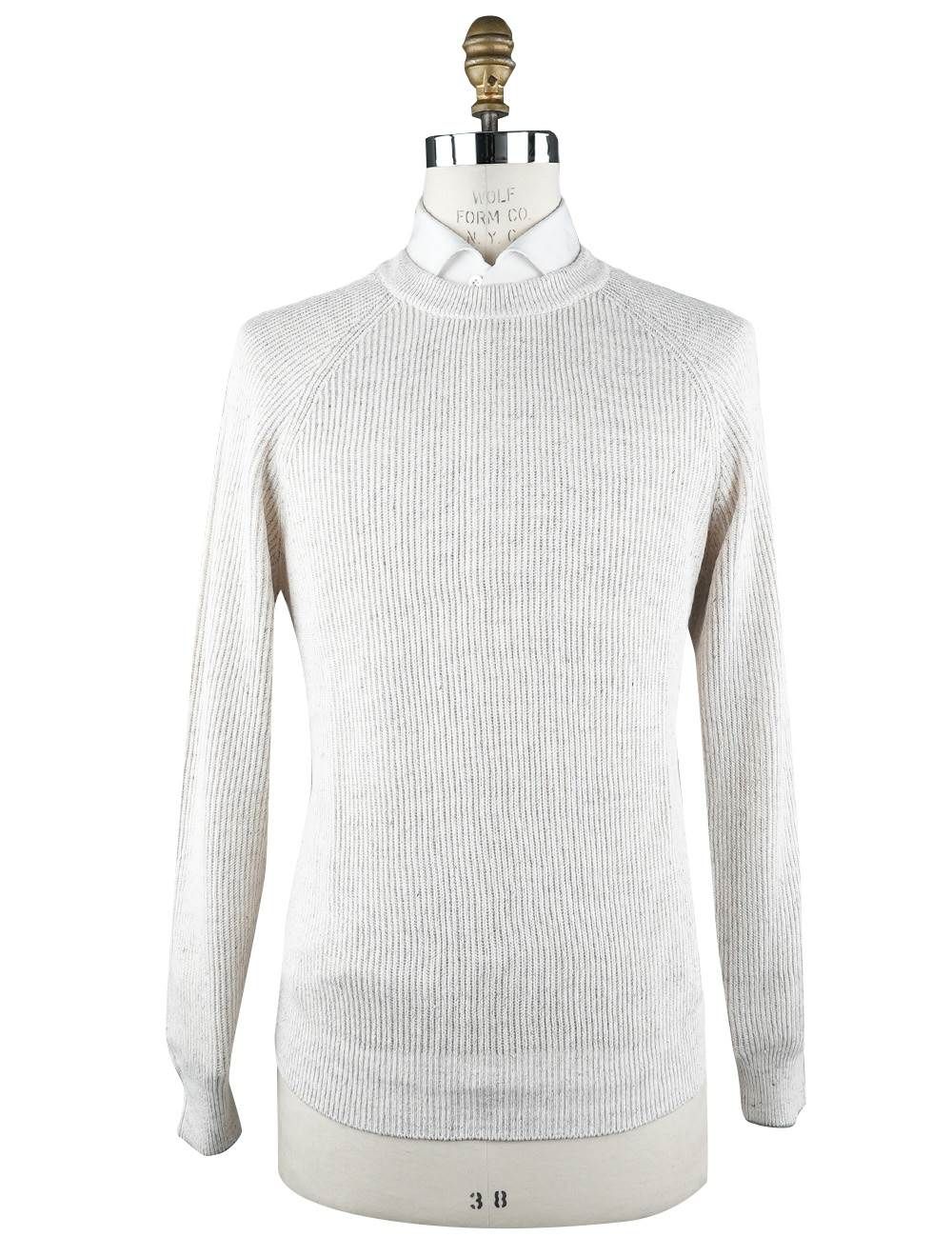 【送料&関税込】Brunello Cucinelli Grey Cotton Sweater Brunello Cucinelli - Gray Wool, Cashmere & Silk Ribbed