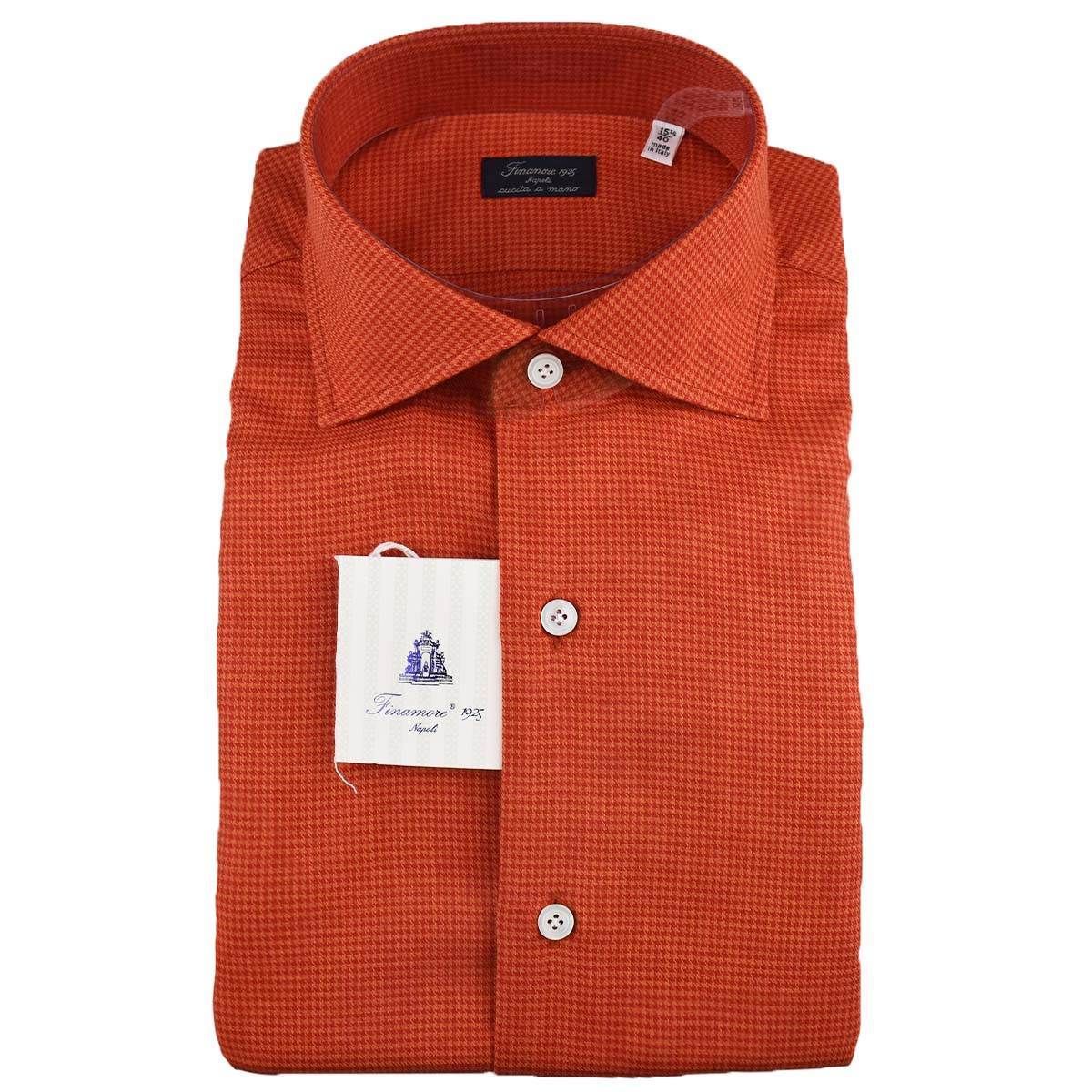 Finamore Orange Wool Cotton Shirt | IsuiT Finamore Orange Wool Cotton Shirt | IsuiT