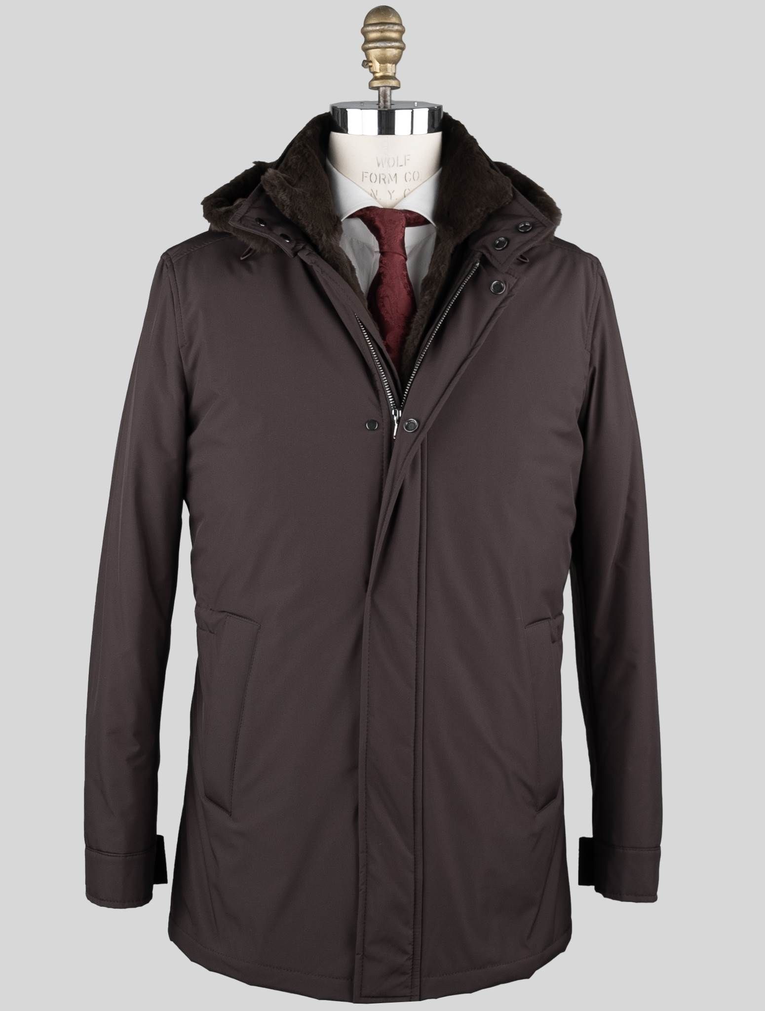 Barba Napoli Brown Pl Pu Lapin Fur Coat | IsuiT