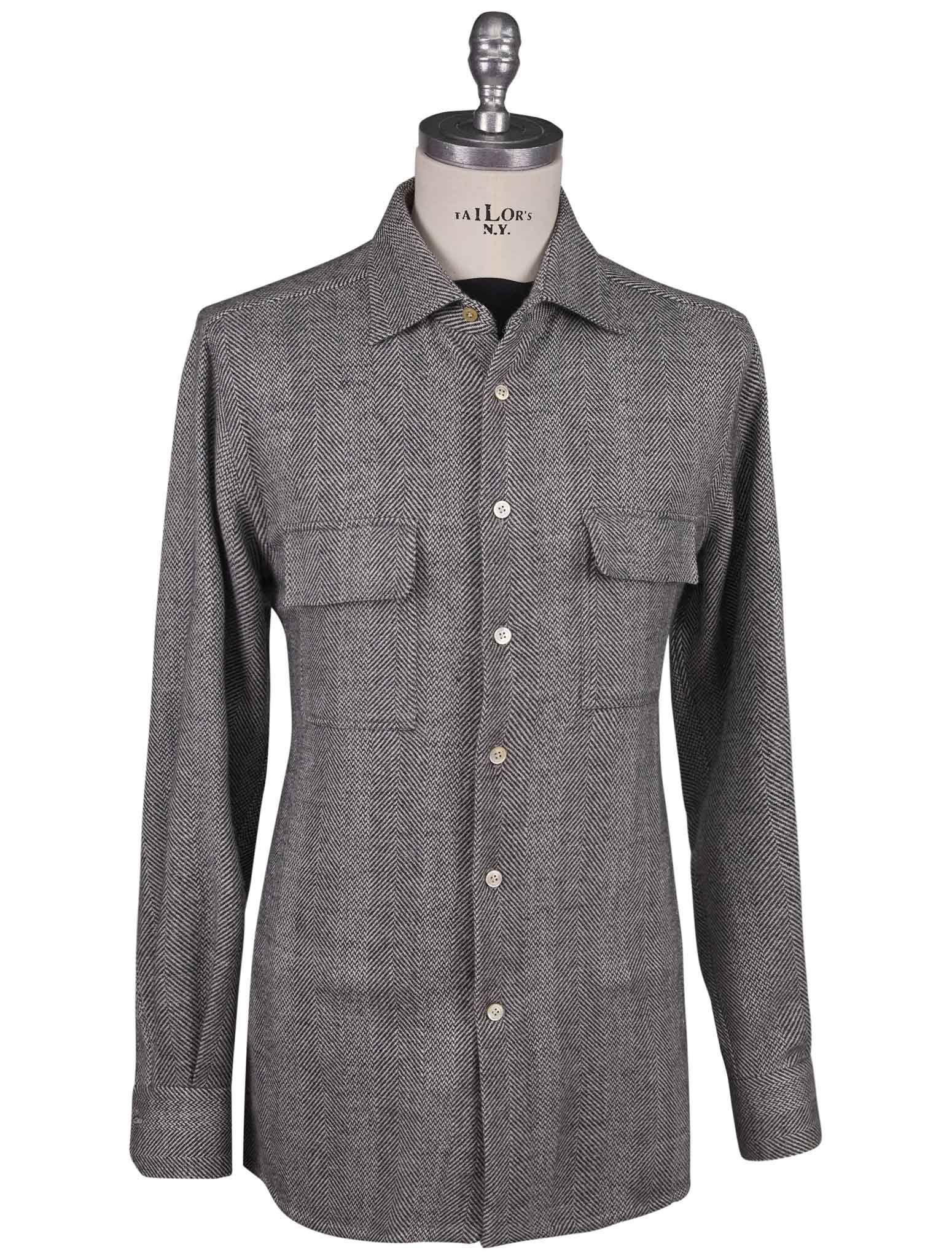 Kiton Gray Cashmere Virgin Wool Silk Linen Overshirt | IsuiT