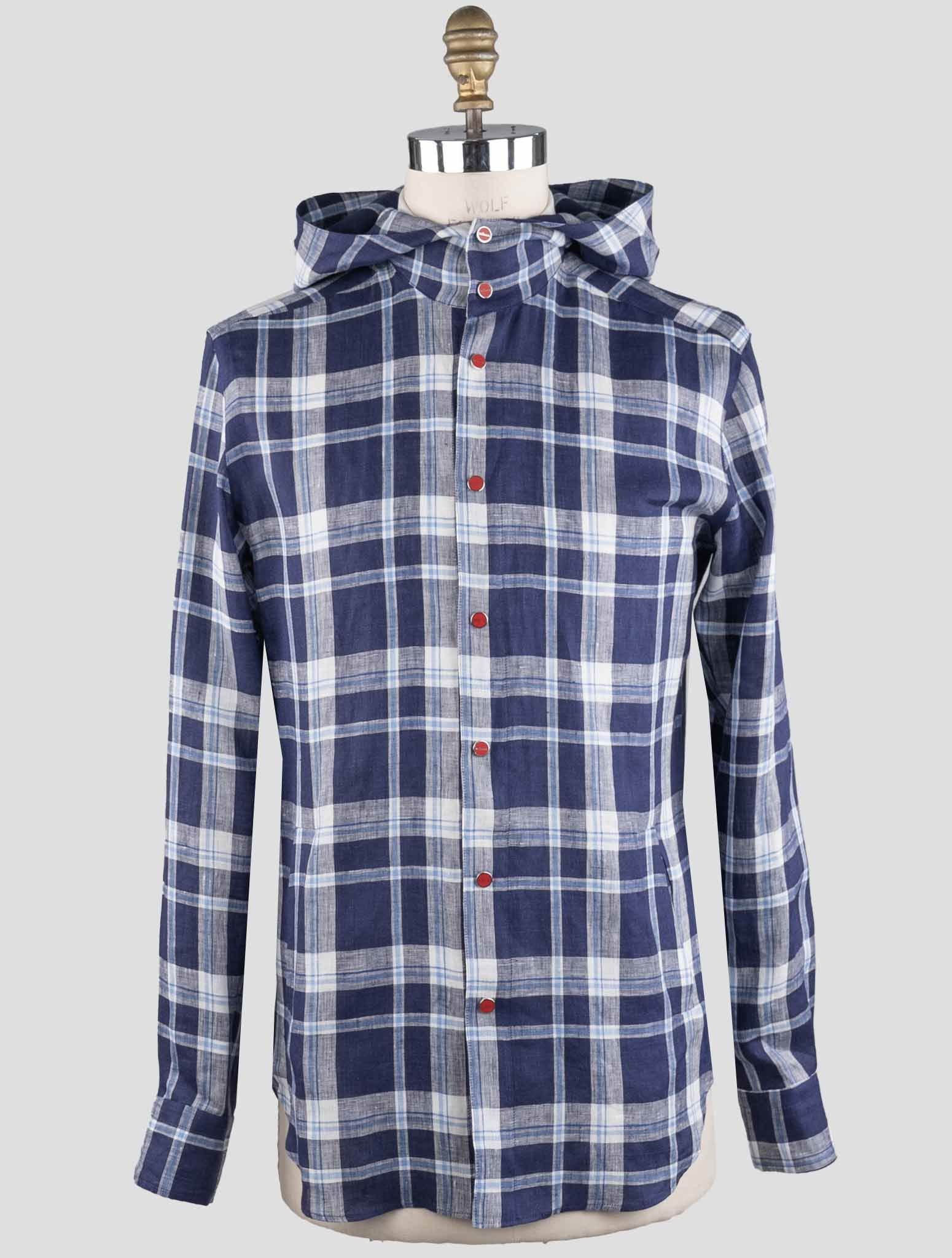 Tシャツ・カットソー KITON Men Hoodies UMK03770300D 004 Blue Kiton Multicolor Linen Shirt Mariano | IsuiT