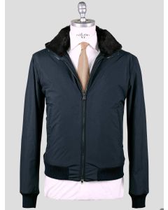 Barba Napoli Barba Napoli Blue Pl Pu with Lapin Fur Coat Blue 000